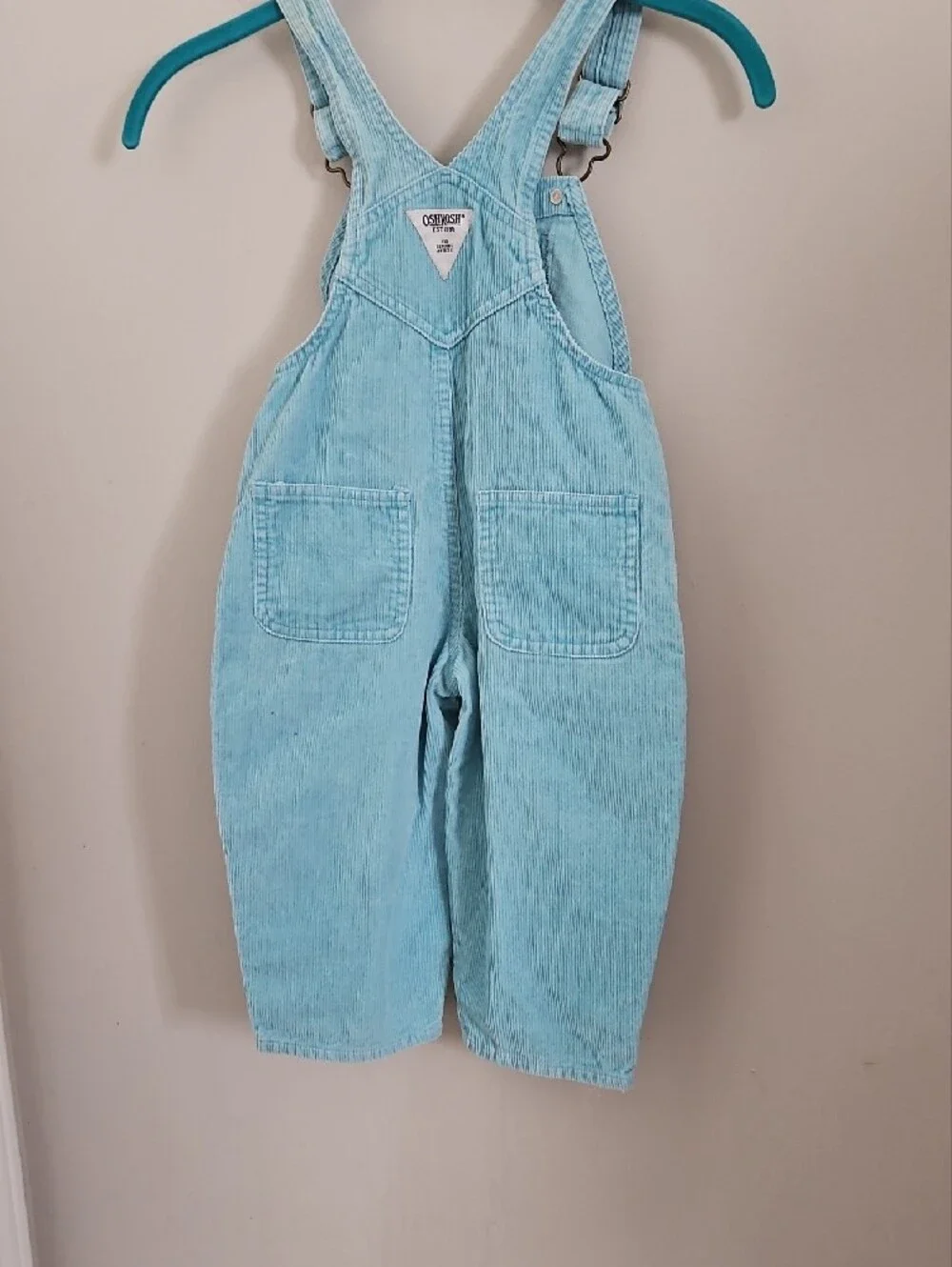 OshKosh B'gosh Girls Blue Corduroy Floral Embroidered Overalls Size 2T